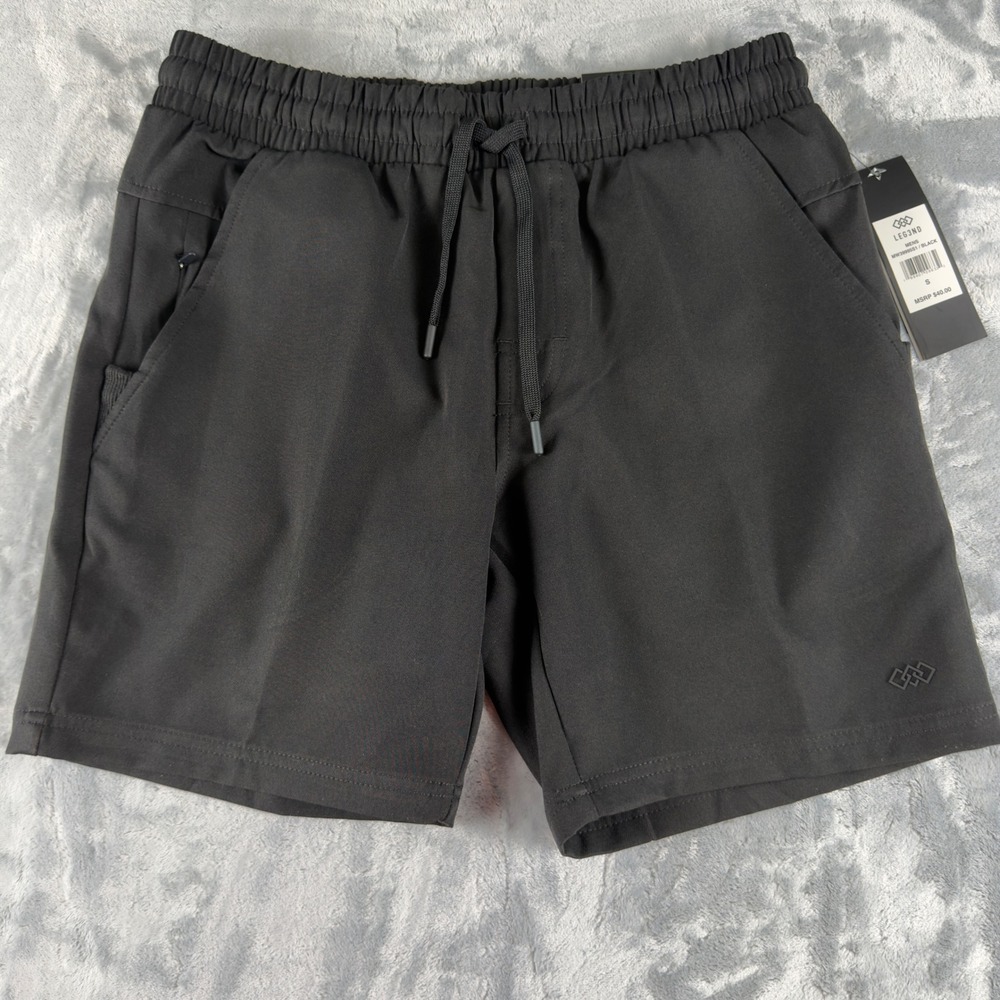 LEG3ND Mens Stretch Performance Shorts Black MW3899051 Size Small 7 Inseam NWT